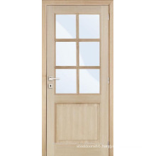 Unfinished interior oak veneered arched top composite wooden french door